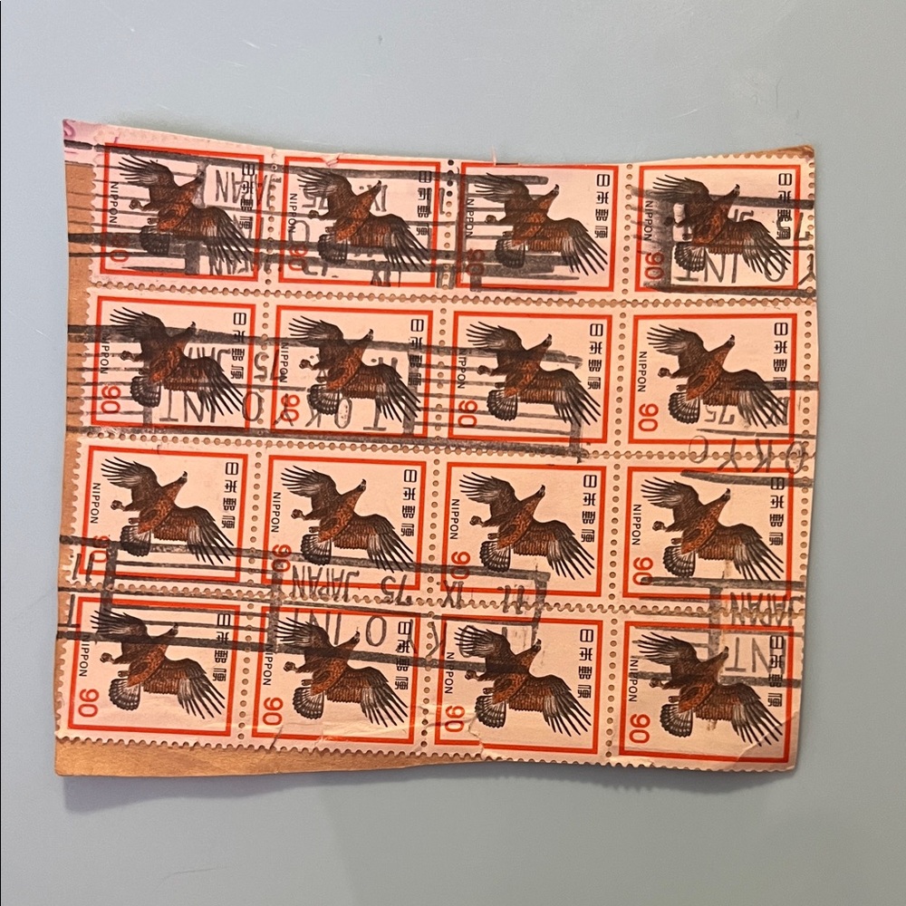 Antique Red and Brown Bird Stamps